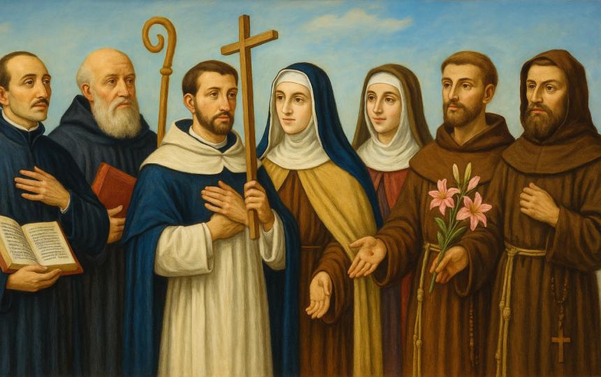 Chronique ordonnée des ordres religieux et figures de sainteté catholique (du Iᵉʳ siècle aux années 1950)