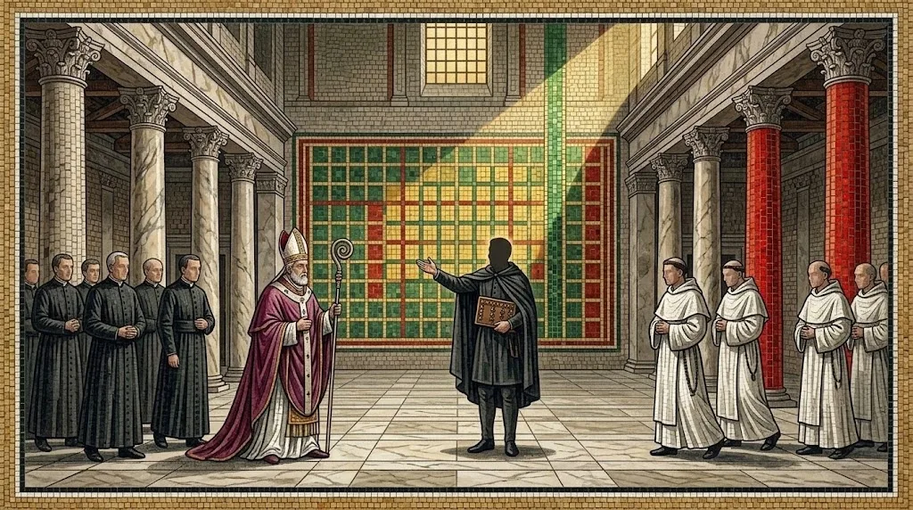 Seize contre dix : au tableau de Griff Ruby, les guérardiens courent derrière Mgr Marcel Lefebvre
